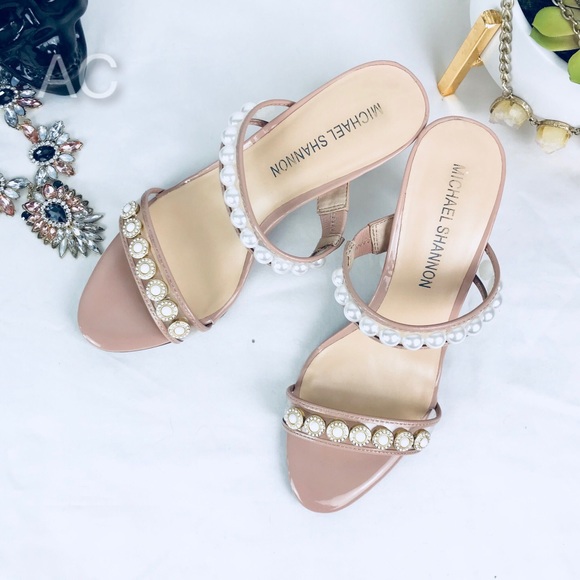 Michael Shannon Shoes - HP 🎉 Michael Shannon Pearl Embellished Pink Mules